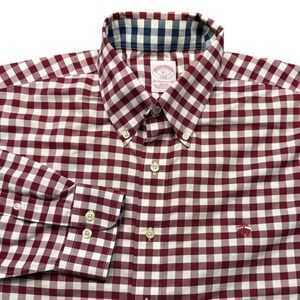 Brooks Brothers 346 Large Gingham Check Button Down Red & White Casual Preppy